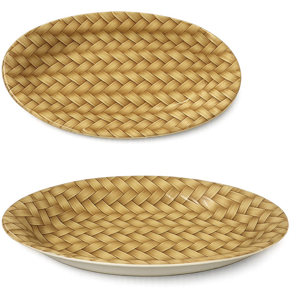 BANDEJA DE PLASTICO OVAL RATTAN 37,5X27CM 