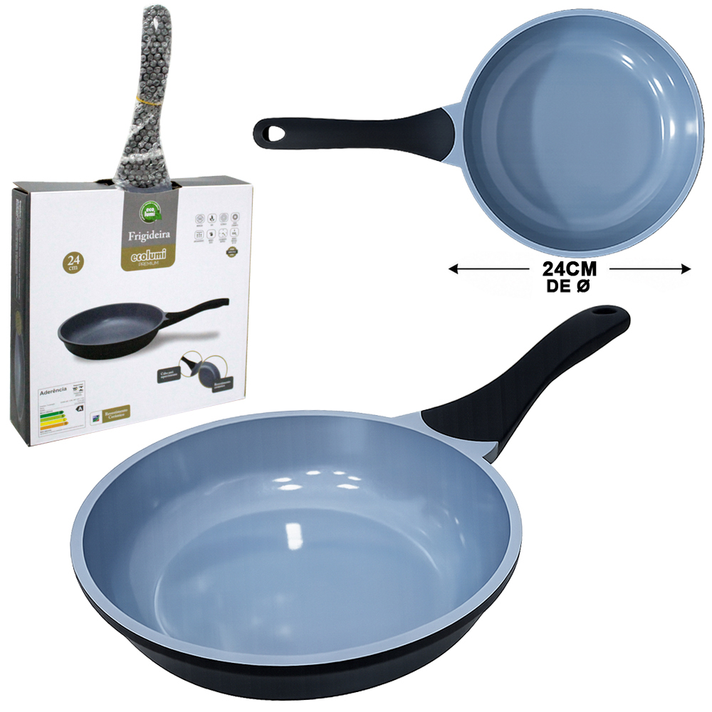 FRIGIDEIRA INDUCAO E FOGAO A GAS REVESTIDA CERAMICA ANTIADERENTE PFOA E PTFE EXCILON ECOLUMI PREMIUM 24CM DE Ø 1,5L