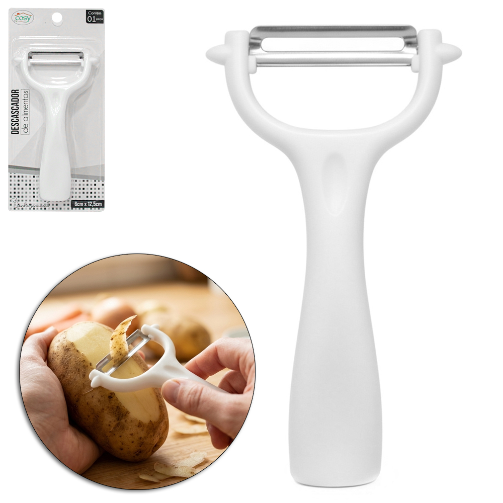 CORTADOR DESCASCADOR DE LEGUMES / FRUTAS DE INOX / PLASTICO 12,5X6CM