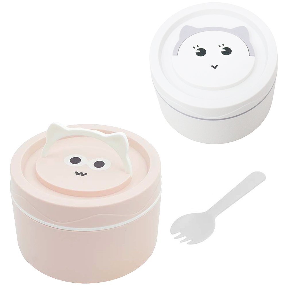 MARMITA DE PLASTICO REDONDO BICHINHO COM COLHER GARFO + TAMPA E ALCA NEX COOK 700ML 8,5X13CM DE Ø