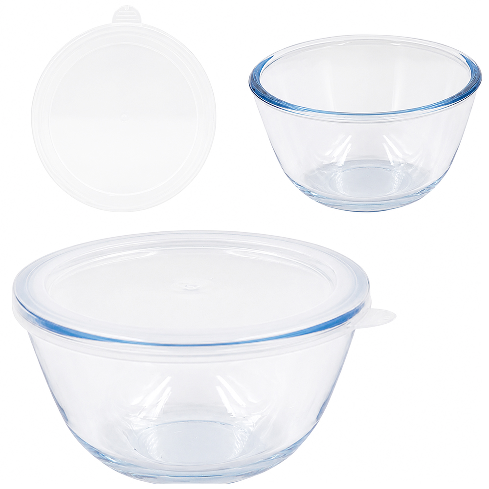 TIGELA DE VIDRO REDONDA BOWL COM TAMPA DE PLASTICO NEX COOK 500ML 7,3X13,2CM DE Ø