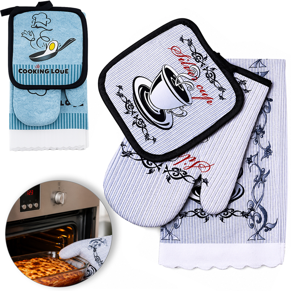 LUVA PARA COZINHA DE POLIESTER TERMICA COM DESCANSO DE PANELA + PANO NEX COOK