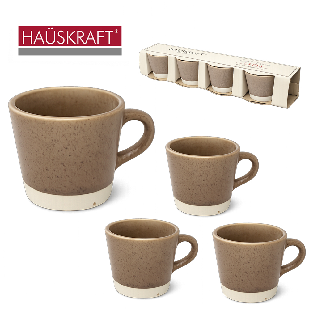 JOGO DE CANECA DE PORCELANA LINHA SERVIR CRETA HAUSKRAFT PREMIUM 4 PECAS 100ML