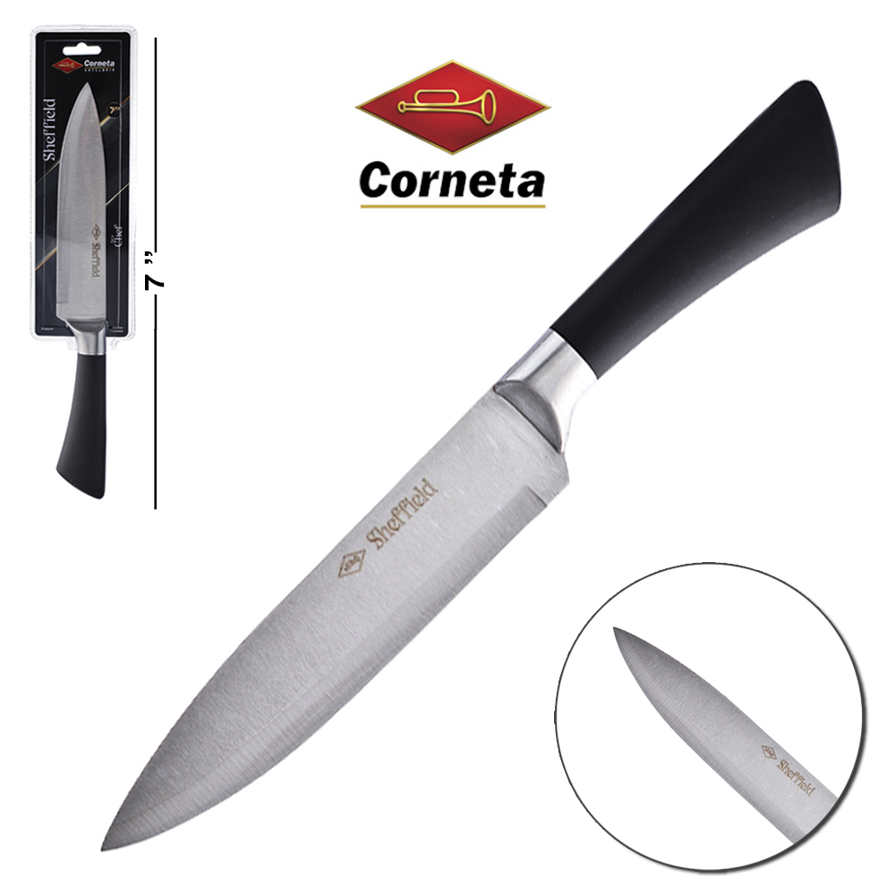 FACA DE CARNE / PEIXEIRA DE INOX 7'' CABO PLASTICO PRETO CHEF SHEFFIELD