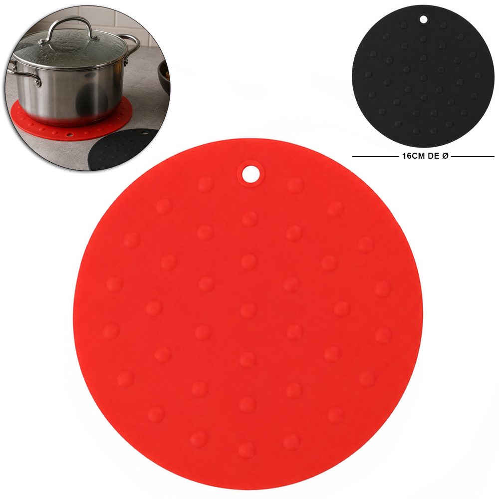 DESCANSO DE PANELA DE SILICONE REDONDO 16CM DE Ø