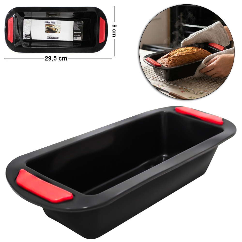 FORMA DE SILICONE RETANGULAR PARA BOLO / PAO 29,5X12,5X6CM