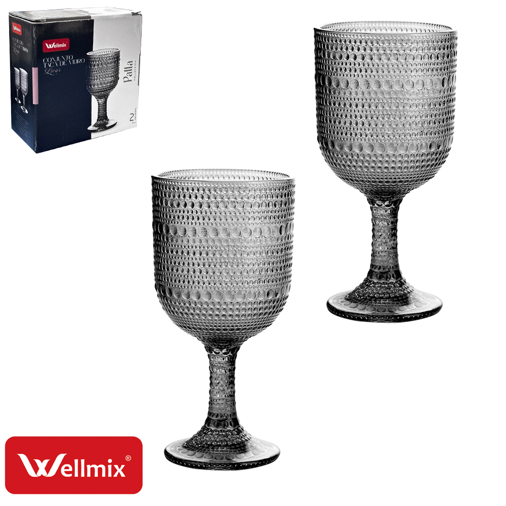 JOGO DE TACA DE VIDRO PARA LICOR / SHOT PALLA COLLECTION CINZA FUME COM 2 PECAS 75ML