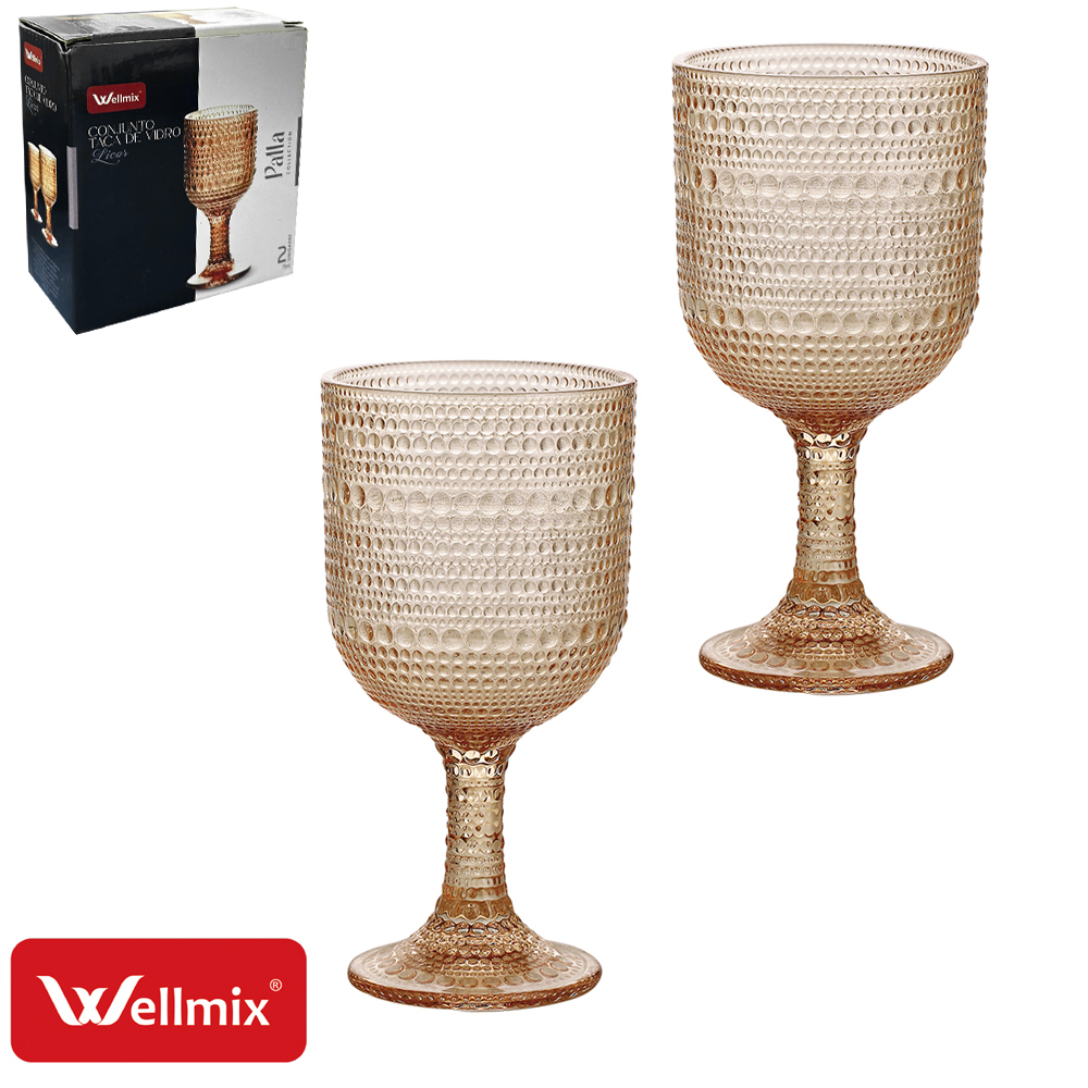 JOGO DE TACA DE VIDRO PARA LICOR / SHOT PALLA COLLECTION AMBAR COM 2 PECAS 75ML