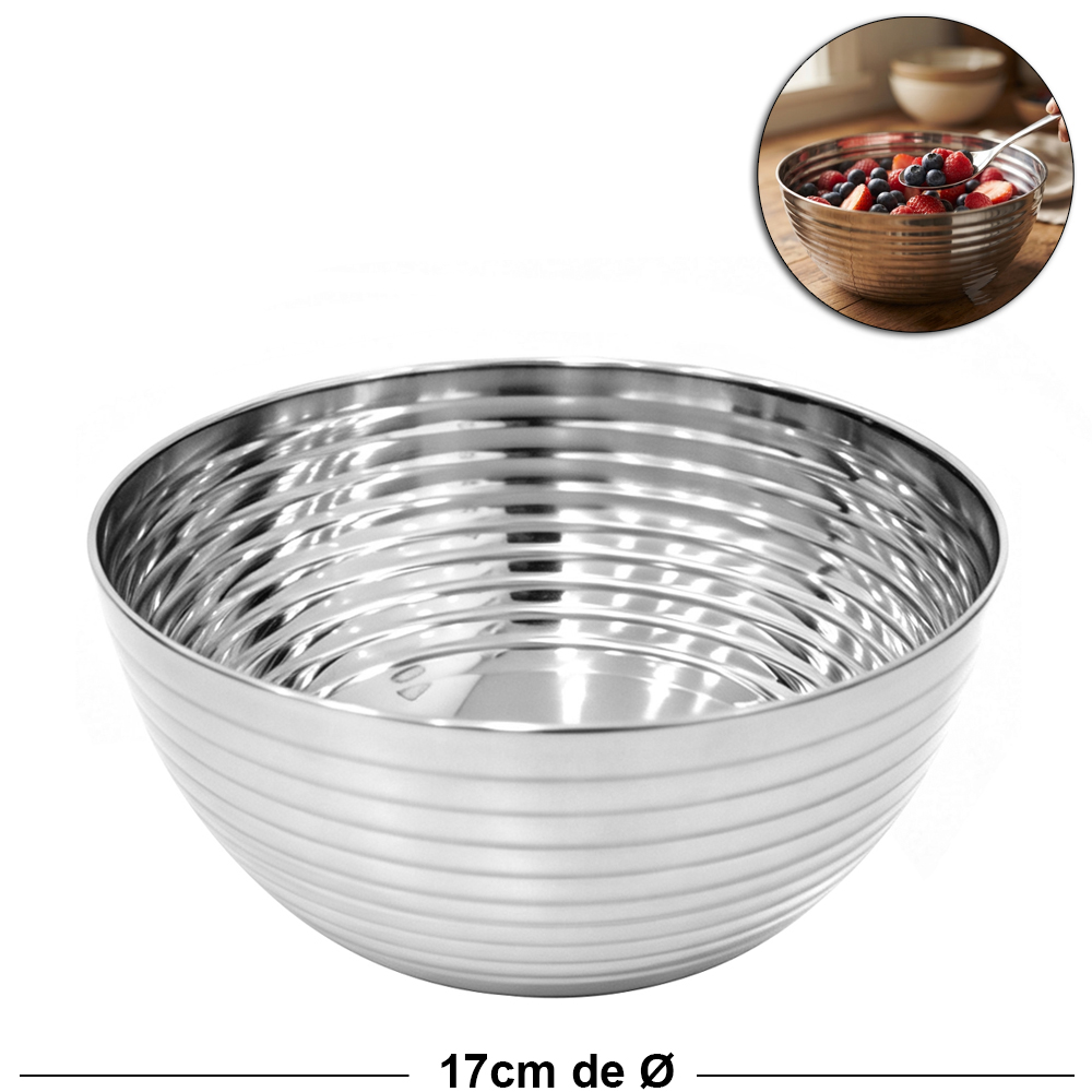 TIGELA REDONDA BOWL FUNDA DE INOX 14CM DE Ø 700ML