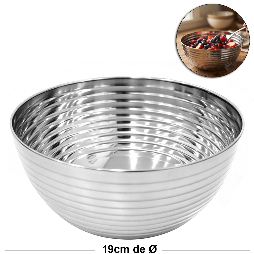TIGELA REDONDA BOWL FUNDA DE INOX 19CM DE Ø 1,5L