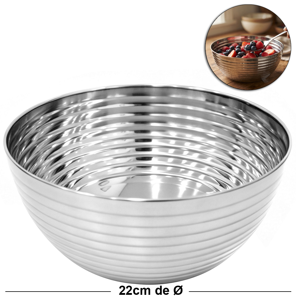 TIGELA REDONDA BOWL FUNDA 2L DE INOX 22CM DE Ø