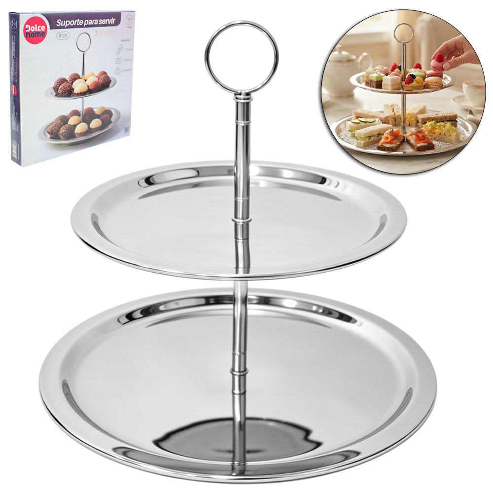 PRATO DUPLO PARA BOLO / DOCES DE INOX 20 / 25,5CM DE Ø 