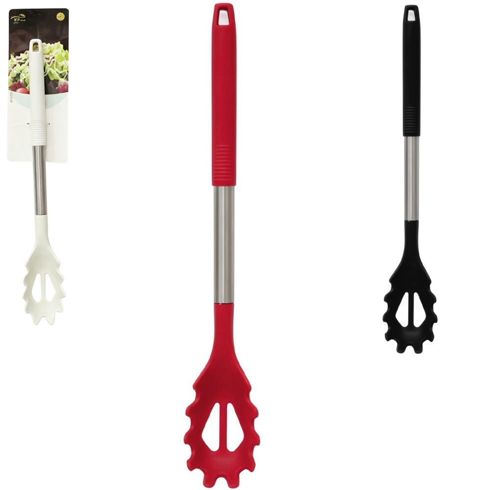 PEGADOR DE MASSAS DE SILICONE BRANCO / PRETO / VERMELHO CABO DE INOX PREMIUM TOP CASA 32X5CM