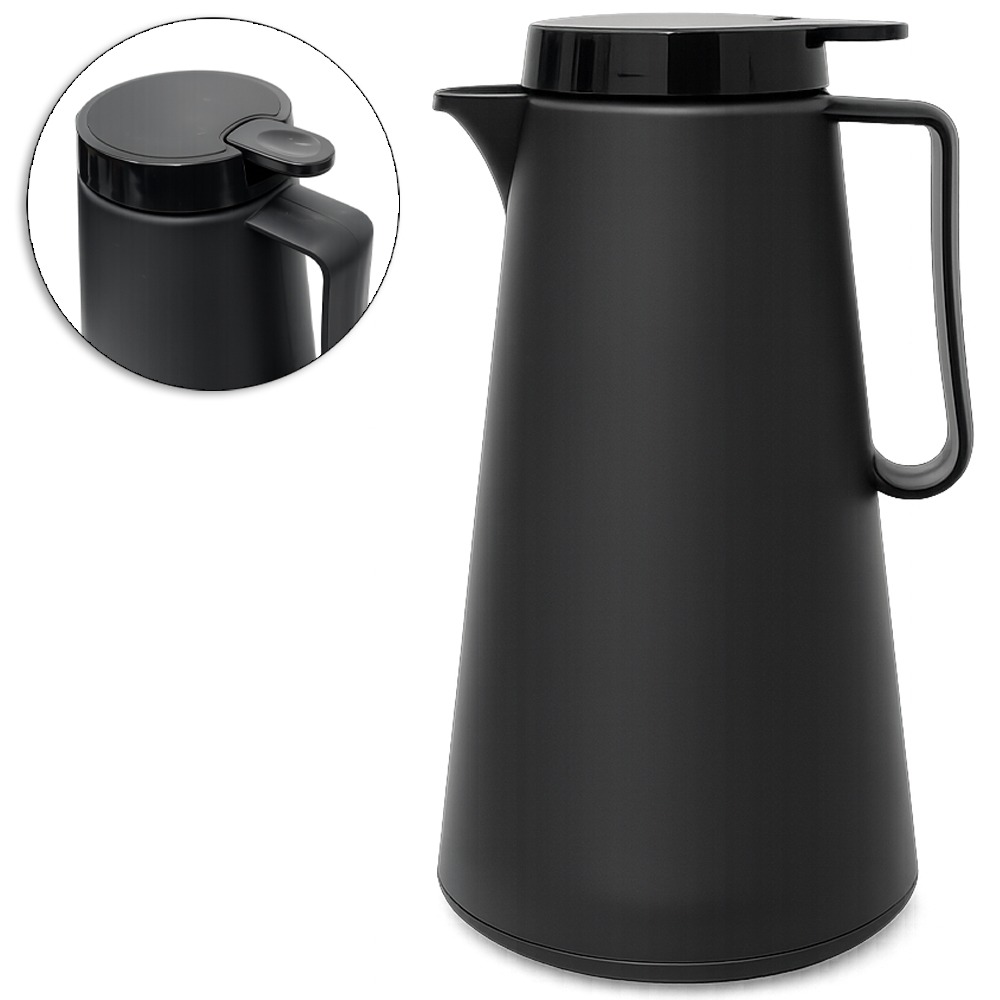 GARRAFA TERMICA COM AMPOLA DE VIDRO + GATILHO VIENNA PRETO 1L
