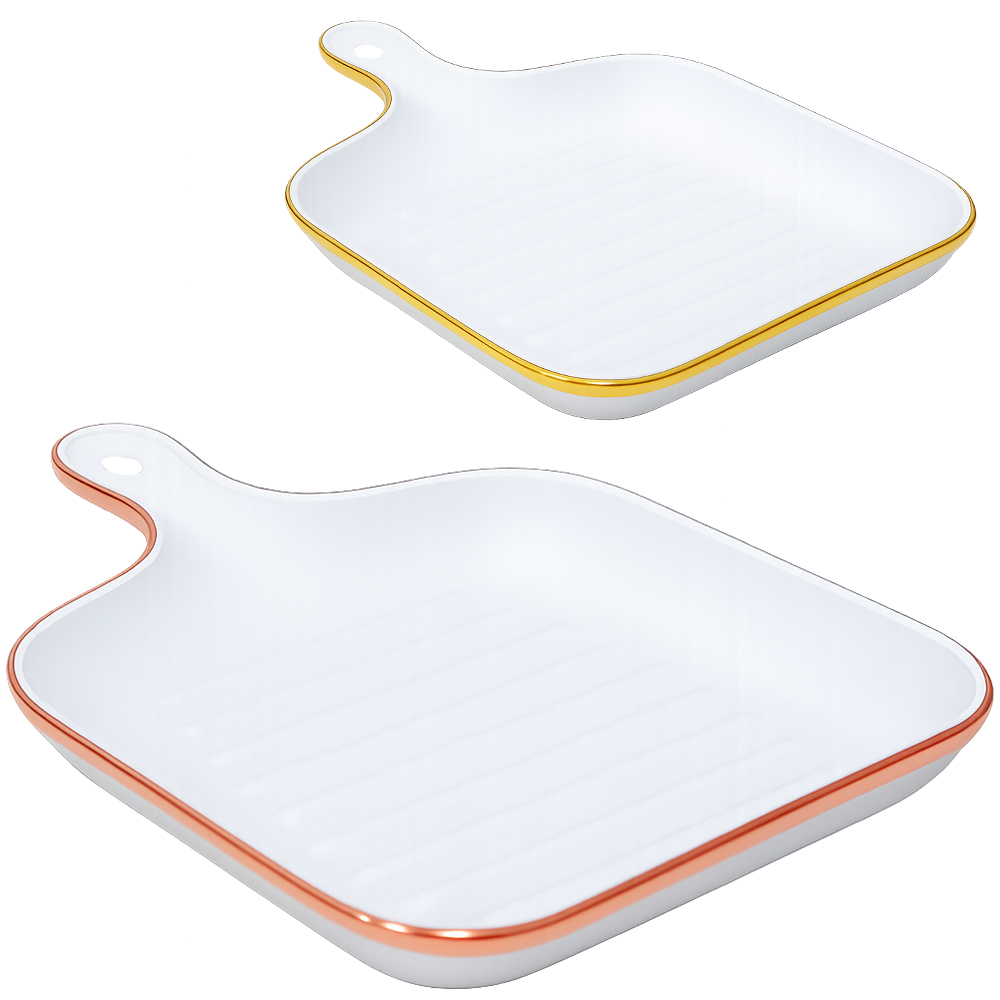 BANDEJA PETISQUEIRA DE PLASTICO QUADRADA COM PEGADOR + BORDA METALIZADA 23X16CM 