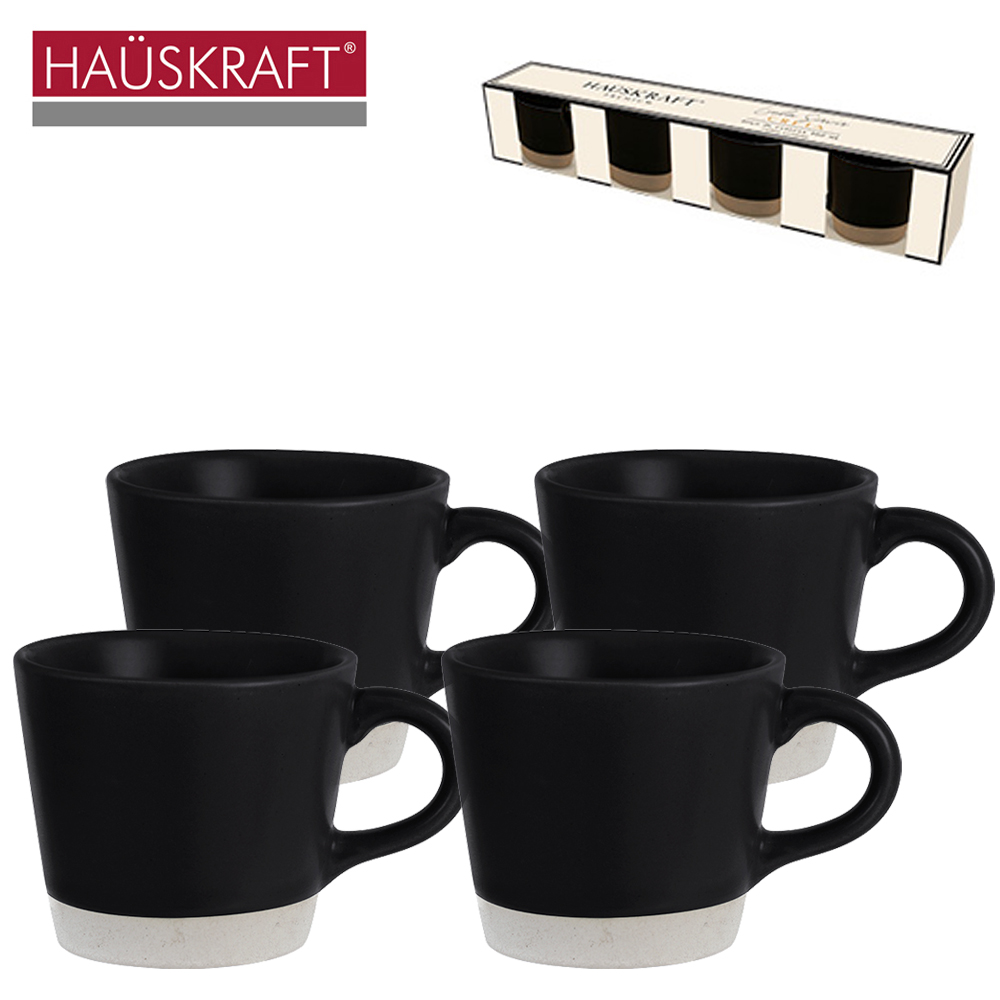 JOGO DE CANECA DE PORCELANA LINHA SERVIR CRETA HAUSKRAFT PREMIUM 4 PECAS 100ML