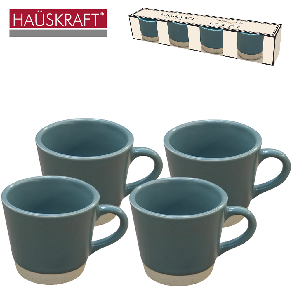 JOGO DE CANECA DE PORCELANA LINHA SERVIR CRETA HAUSKRAFT PREMIUM 4 PECAS 100ML