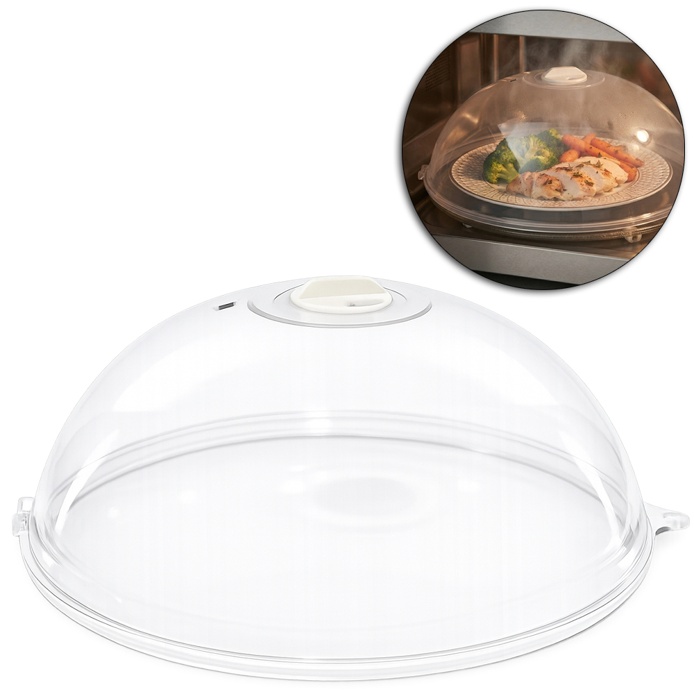 TAMPA DE MICROONDAS DE ACRILICO PARA ALIMENTOS COM VALVULA 11X26CM DE Ø