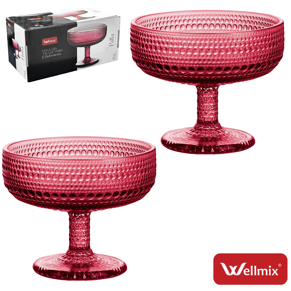 JOGO DE TACA DE VIDRO REDONDA PARA SOBREMESA PALLA COLLECTION MARSALA COM 2 PECAS 320ML 