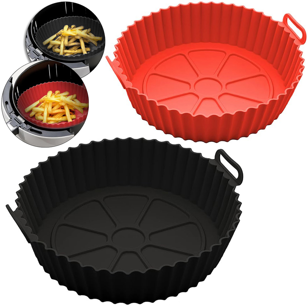 FORMA DE SILICONE REDONDA COM ALCA PARA AIR FRYER / FRITADEIRA ELETRICA 5X20CM DE Ø