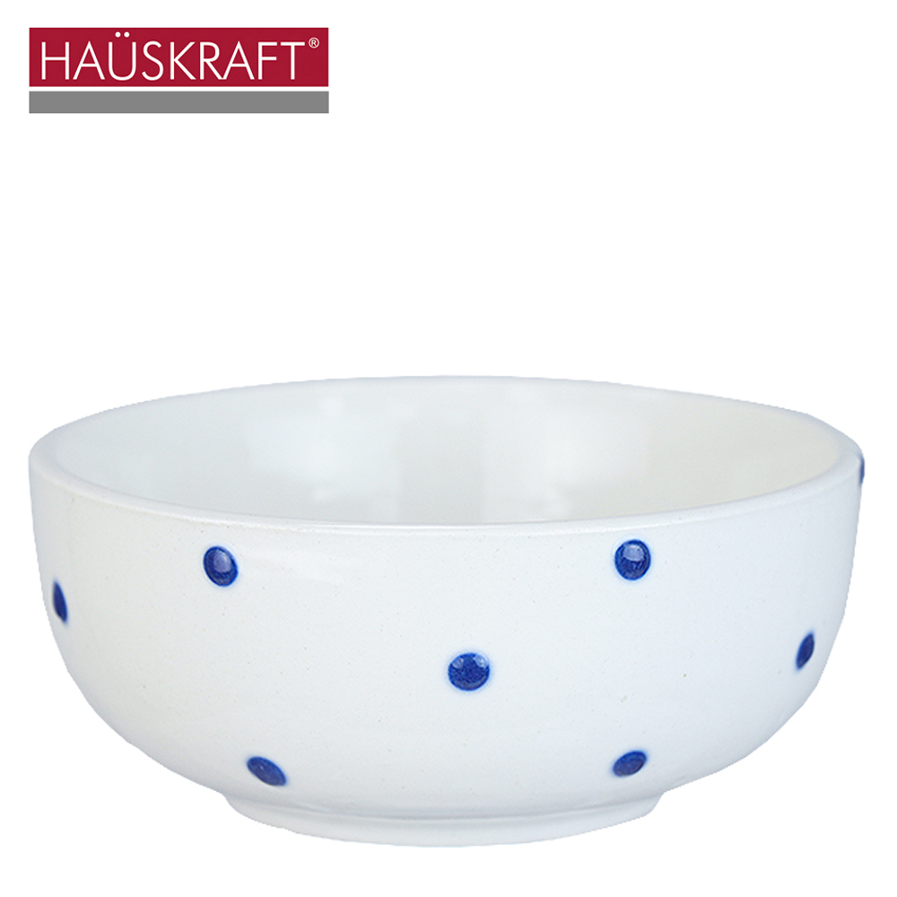 TIGELA CUMBUCA DE PORCELANA BOWL BOLINHAS AZUL HAUSKRAFT 320ML