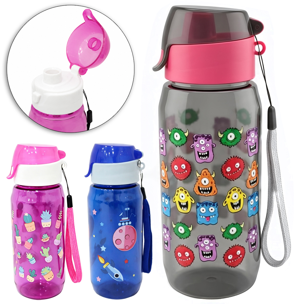 GARRAFA SQUEEZE DE PLASTICO AS COM ALCA TRANSCOLOR 450ML 