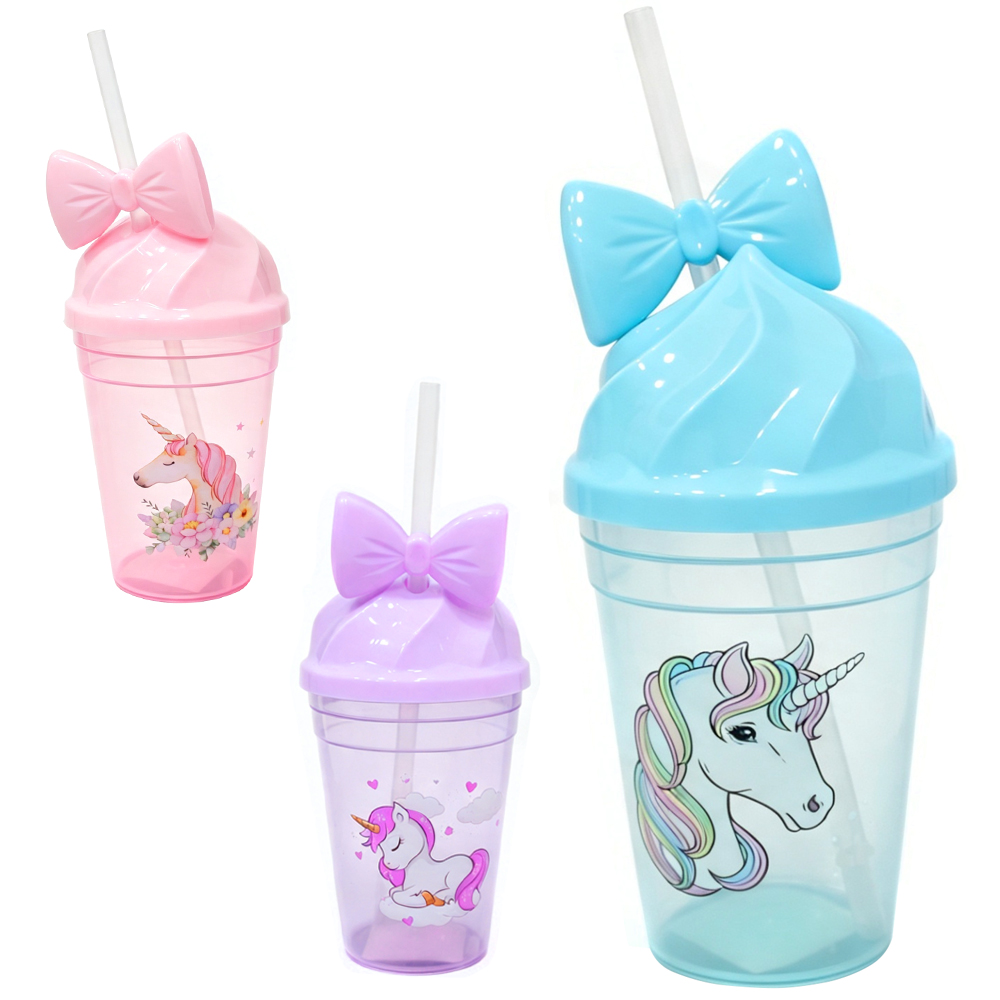 COPO COM TAMPA SORVETE E CANUDO DE PLASTICO LACO 400ML 