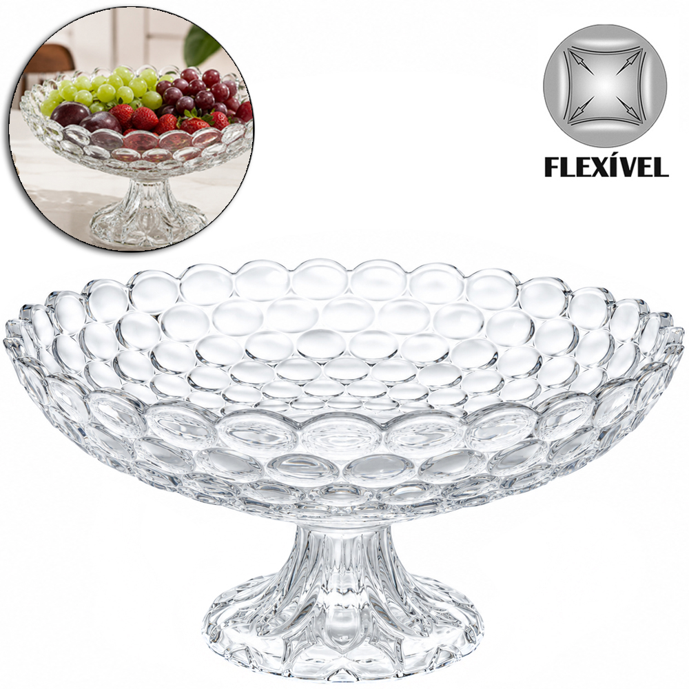FRUTEIRA DE MESA DE PLASTICO PET FLEXIVEL REDONDA BOLHAS COM PE FACILE 14X26,8CM DE Ø
