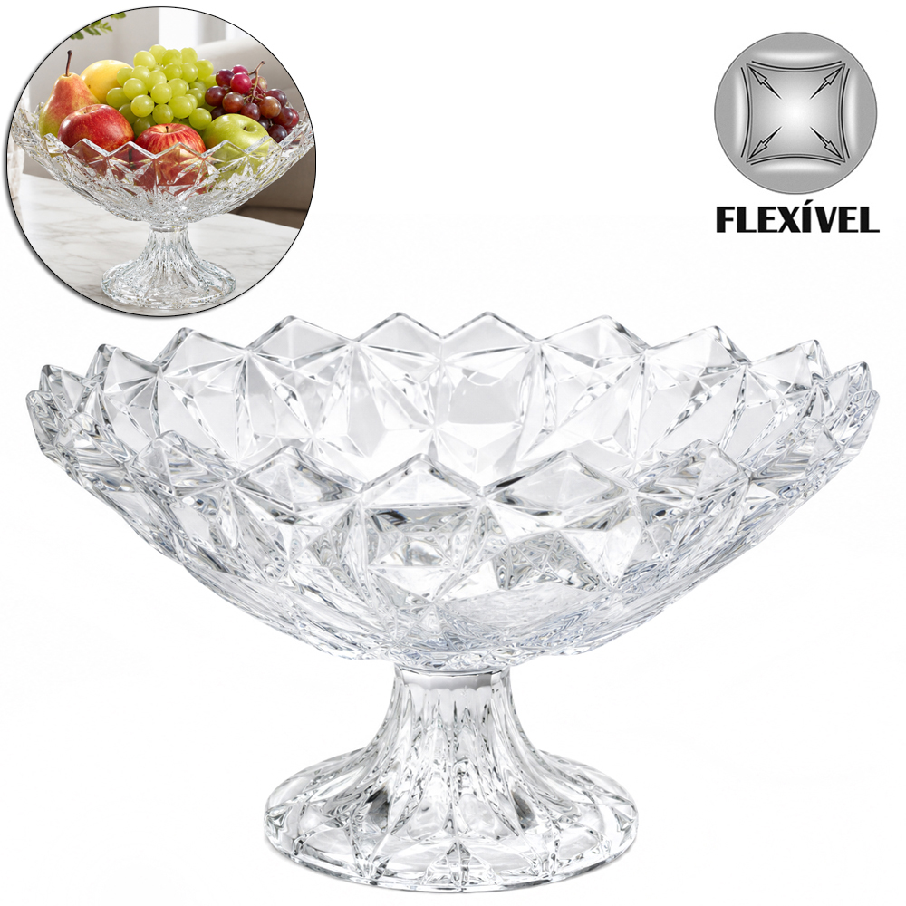 FRUTEIRA DE MESA DE PLASTICO PET FLEXIVEL REDONDA DIAMANTE COM PE FACILE 14,3X25,5CM DE Ø