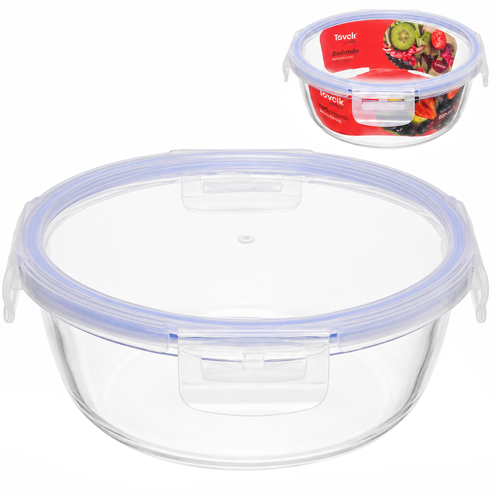 POTE DE VIDRO BOROSSILICATO REDONDO COM TAMPA HERMETICA E TRAVA 850ML
