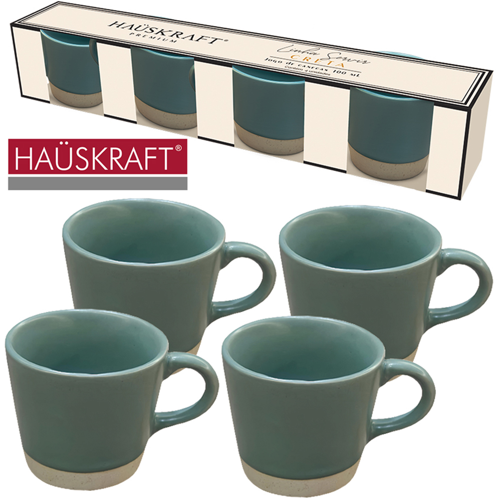 JOGO DE CANECA DE PORCELANA LINHA SERVIR CRETA HAUSKRAFT PREMIUM 4 PECAS 100ML