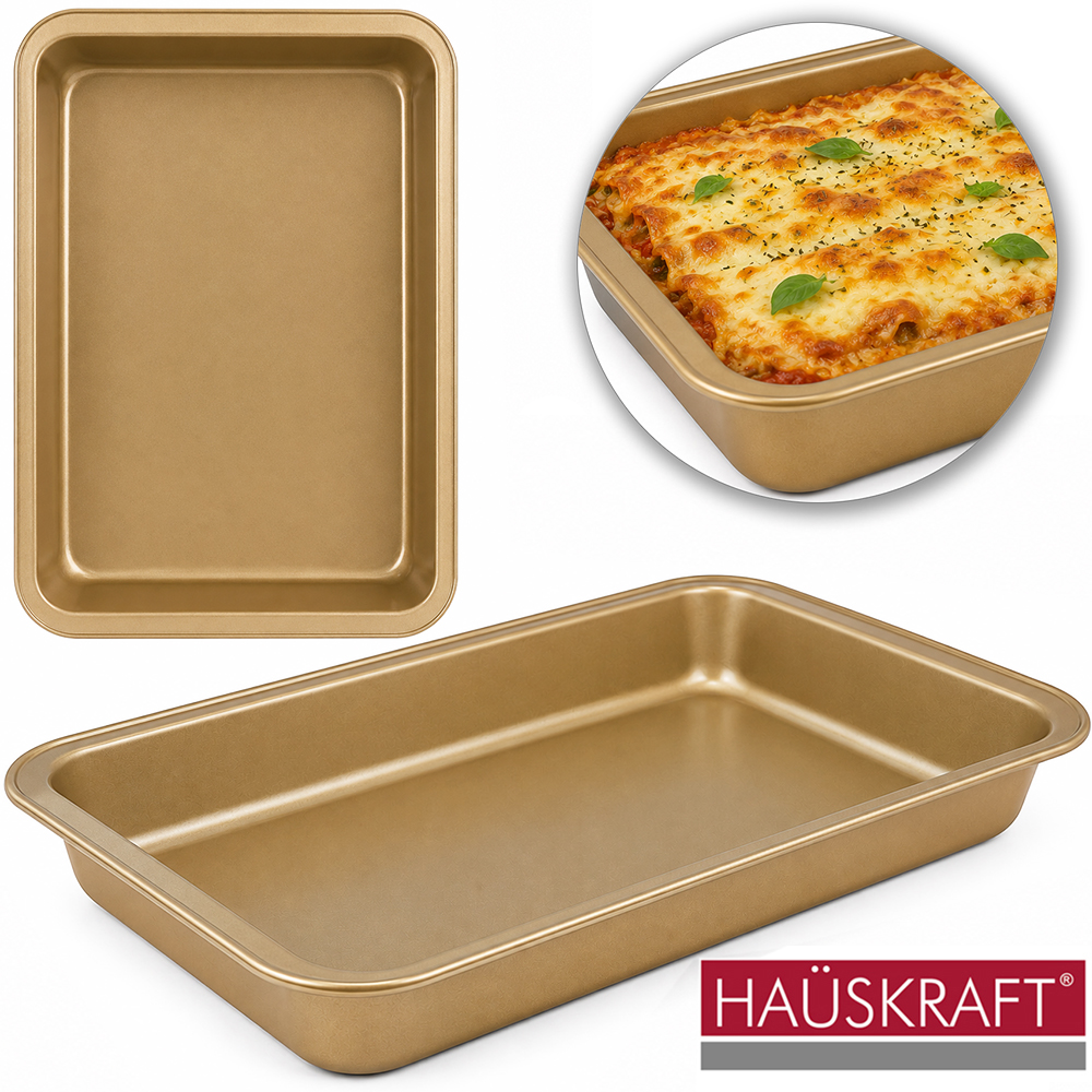 FORMA ASSADEIRA DE ACO CARBONO ANTIADERENTE RETANGULAR HAUSKRAFT 3,5L 42X29X5CM