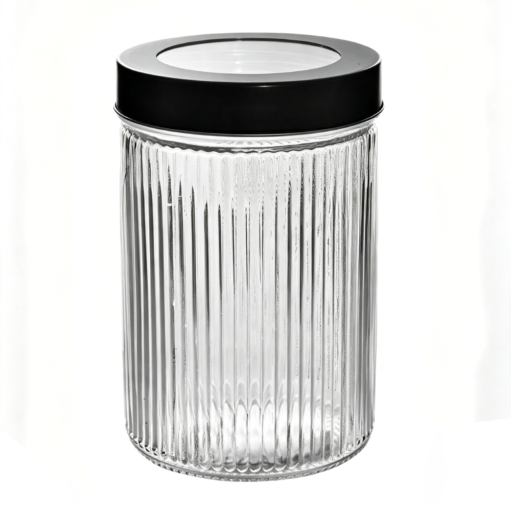 POTE DE VIDRO REDONDO COM TAMPA DE METAL 1200ML 