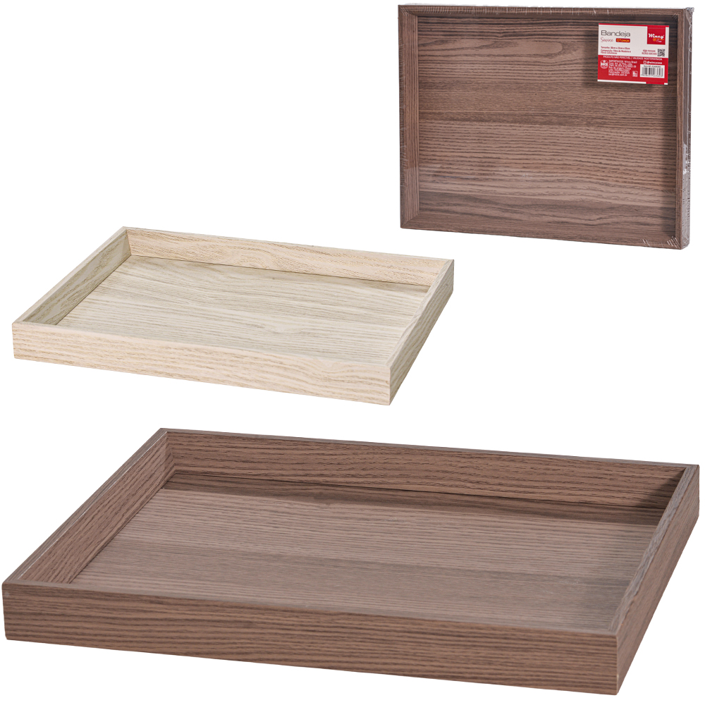 BANDEJA DE MADEIRA MDF RETANGULAR DECORATIVA SAVINE 30X23X3CM 
