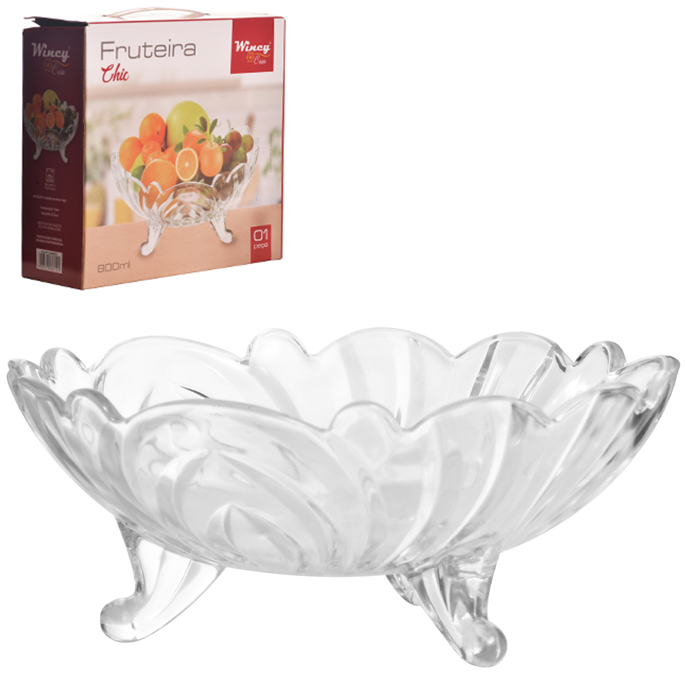 CENTRO DE MESA DE VIDRO REDONDO COM PE CHIC 800ML 9X22,5CM DE Ø