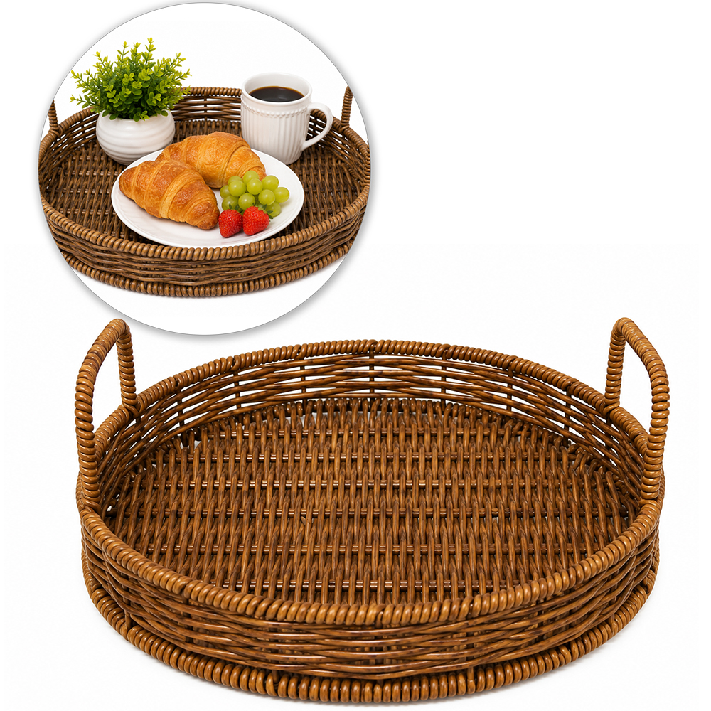 BANDEJA DE PLASTICO TIPO VIME REDONDA COM ALCA 9X25CM DE Ø