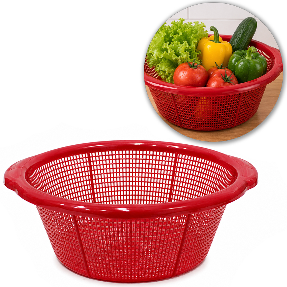 ESCORREDOR MULTIUSO / LAVA TUDO DE PLASTICO VERMELHO 9X25X23CM DE Ø  