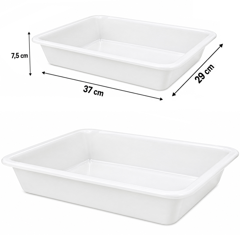 BANDEJA DE PLASTICO RETANGULAR LEITOSA MULTIUSO COM ALCA 5,5L 37X29X7,5CM 