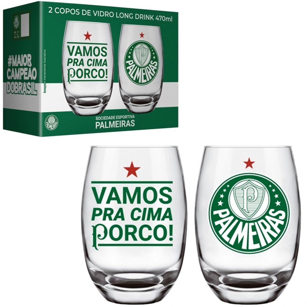 COPO DE VIDRO LONG DRINK BELIZE PALMEIRAS COM 2 PECAS 470ML