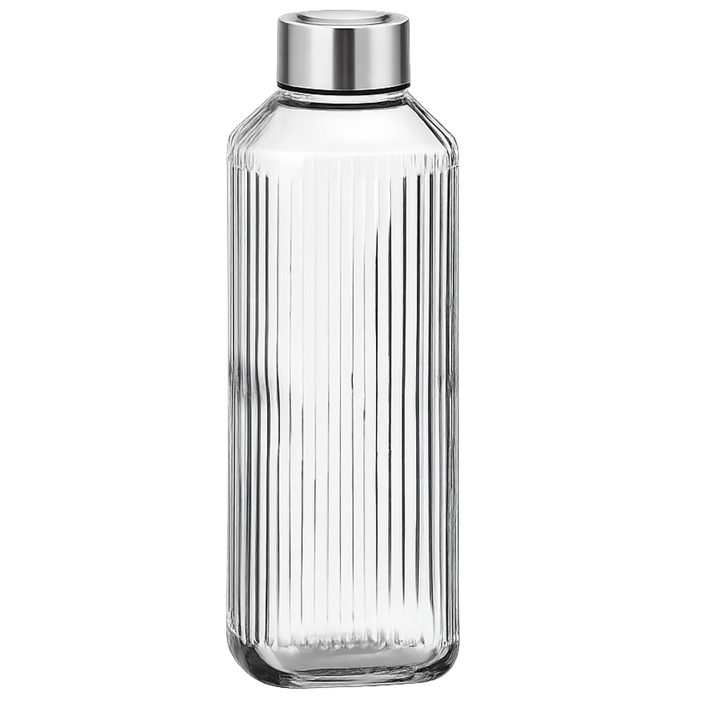 GARRAFA DE AGUA DE VIDRO ATHENS COM TAMPA DE INOX 1L