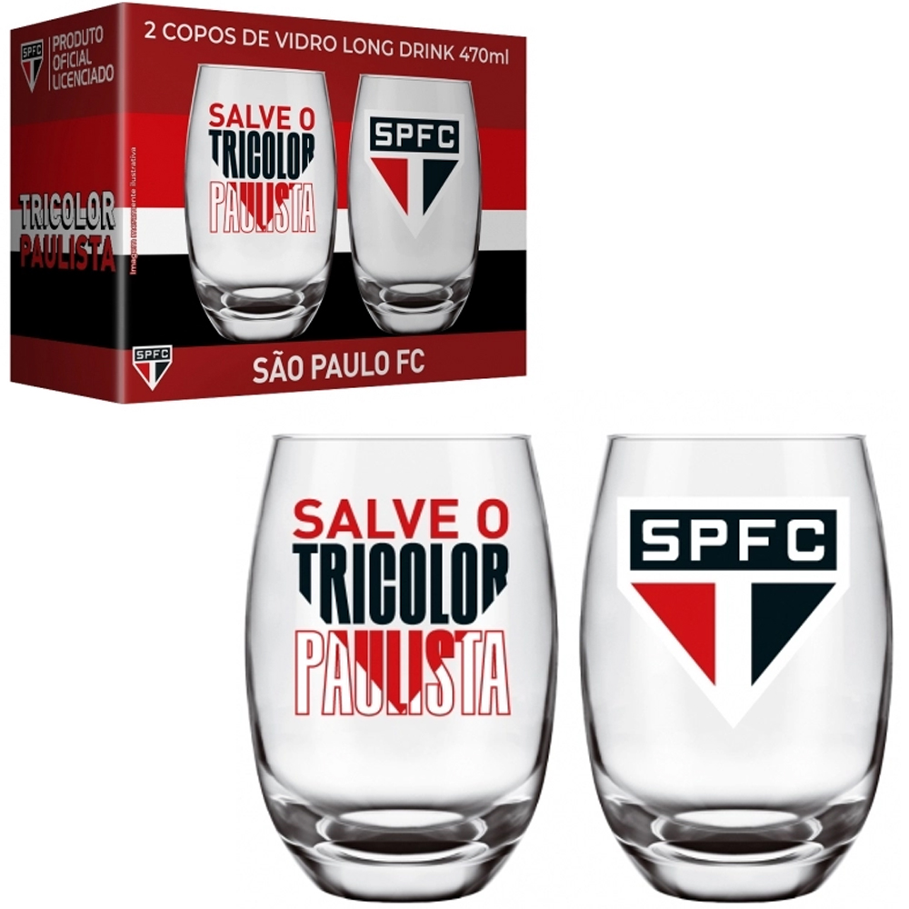 COPO DE VIDRO LONG DRINK BELIZE SAO PAULO COM 2 PECAS 470ML