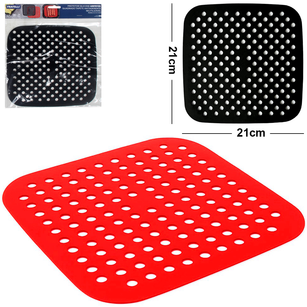 TAPETE ESTEIRA CULINARIO DE SILICONE QUADRADO PARA AIR FRYER / FRITADEIRA ELETRICA 21CM 