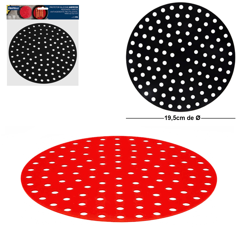 TAPETE ESTEIRA CULINARIO DE SILICONE REDONDO PARA AIR FRYER / FRITADEIRA ELETRICA 19,5CM DE Ø 