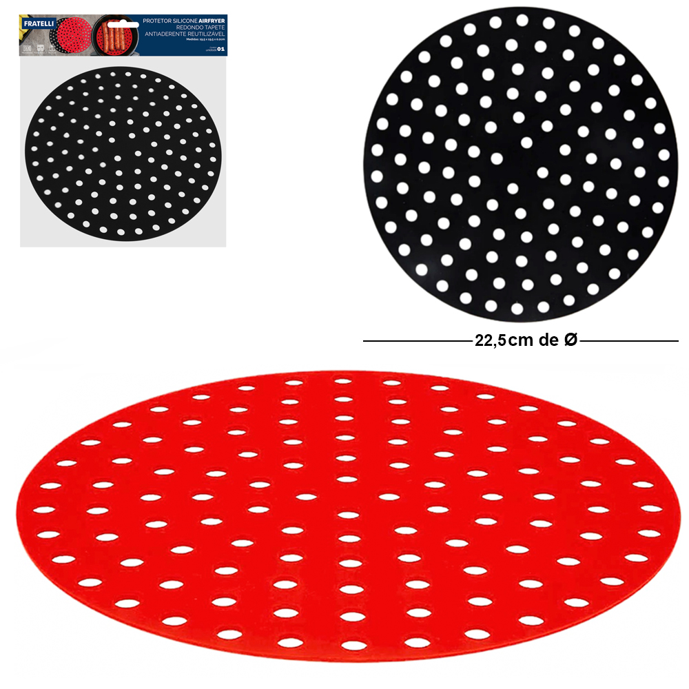 TAPETE ESTEIRA CULINARIO DE SILICONE REDONDO PARA AIR FRYER / FRITADEIRA ELETRICA 22,5CM DE Ø 