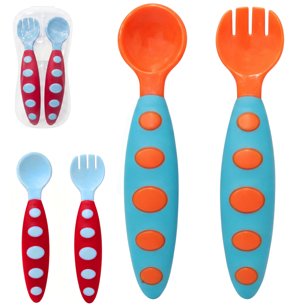 CONJUNTO DE TALHER INFANTIL DE PLASTICO COM COLHER + GARFO NO ESTOJO
