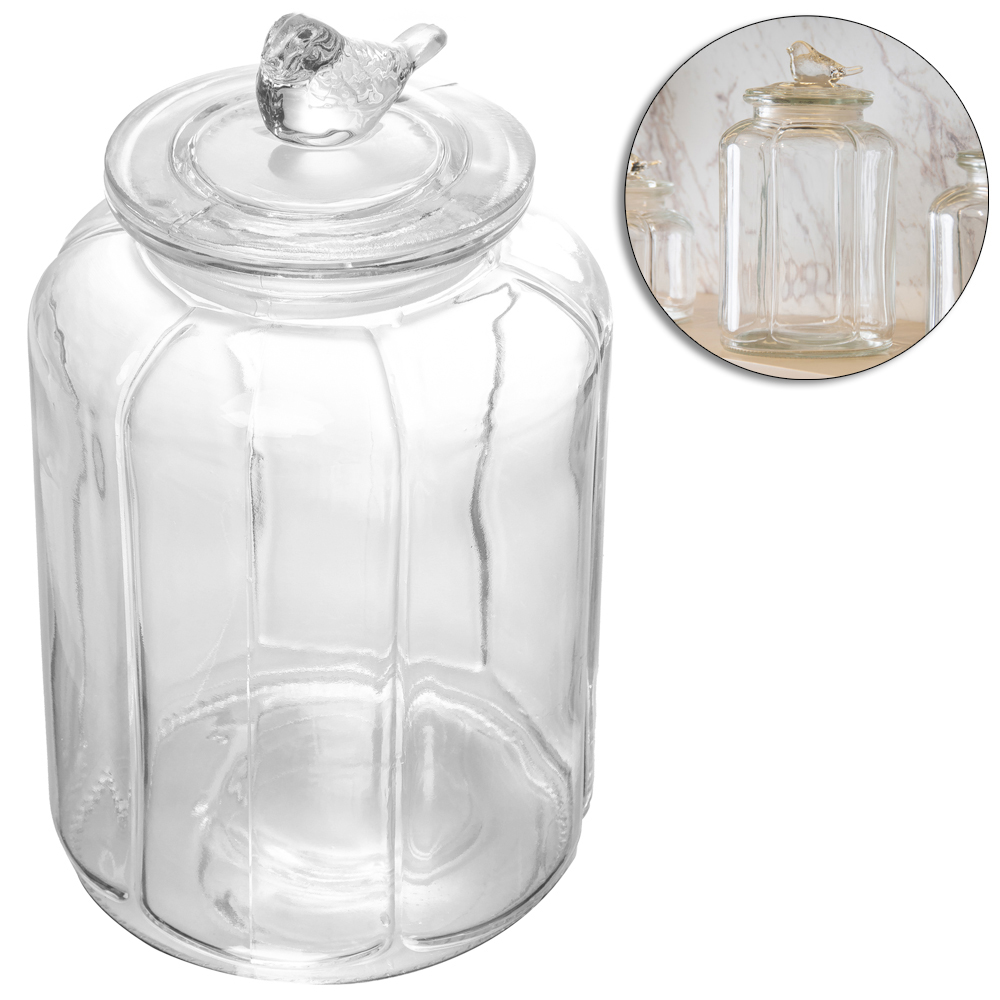 POTE DE VIDRO REDONDO COM TAMPA HERMETICA DE VIDRO BIRD 1,9L WOLFF