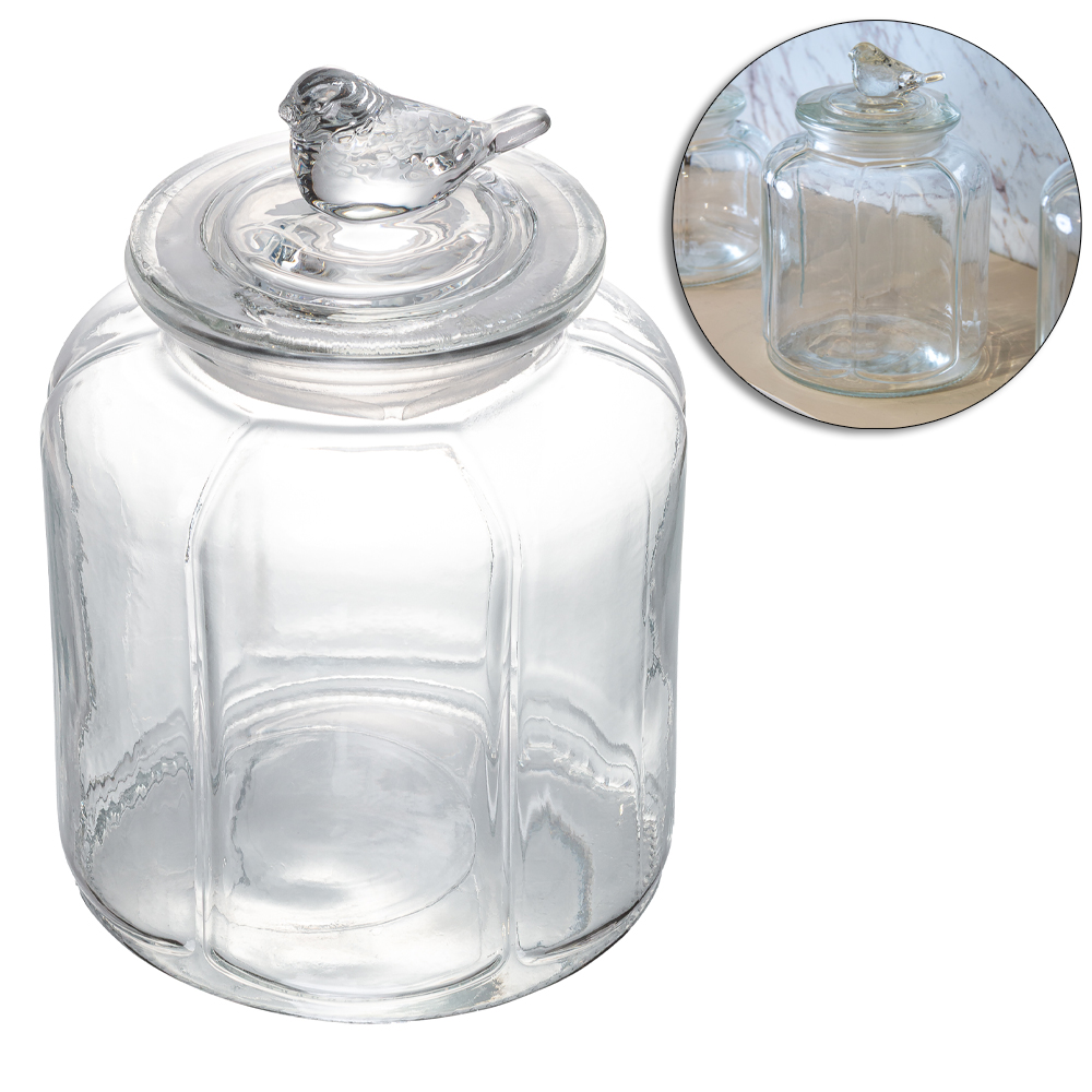POTE DE VIDRO REDONDO COM TAMPA HERMETICA DE VIDRO BIRD 1,5L WOLFF