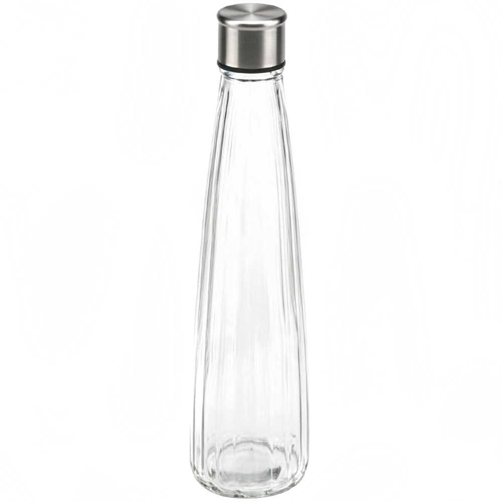GARRAFA DE AGUA DE VIDRO RIVIERA COM TAMPA DE INOX 750ML