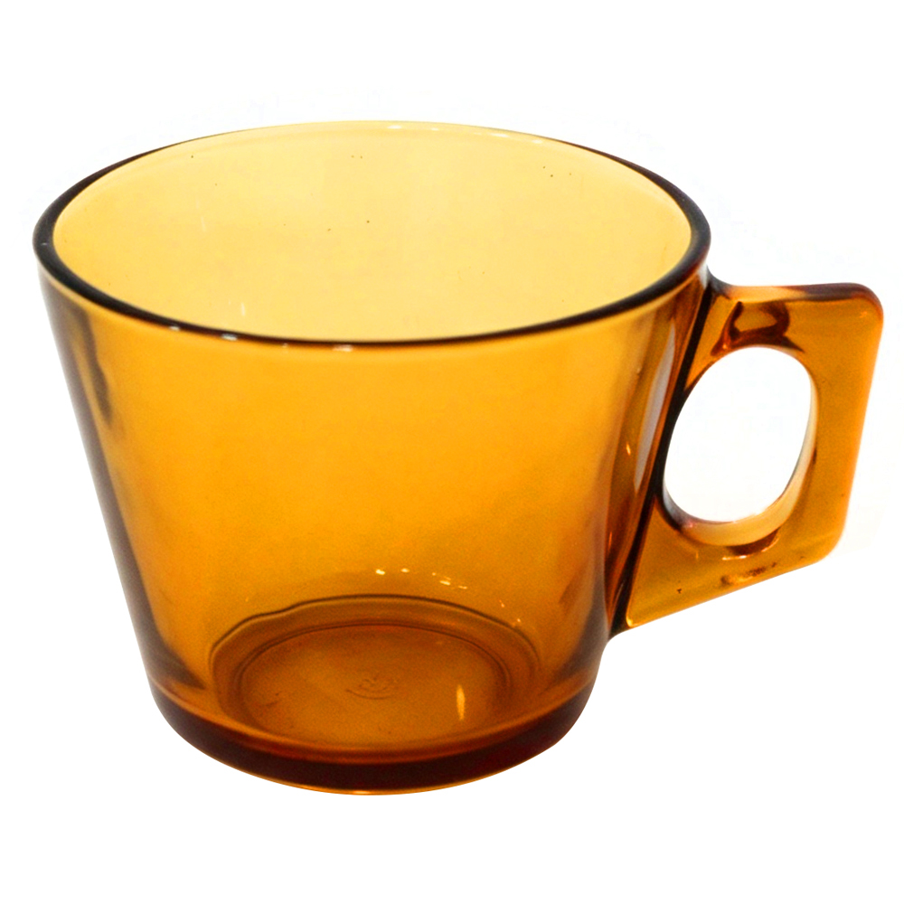 CANECA XICARA DE VIDRO PARA CHA LISA AMBAR 200ML