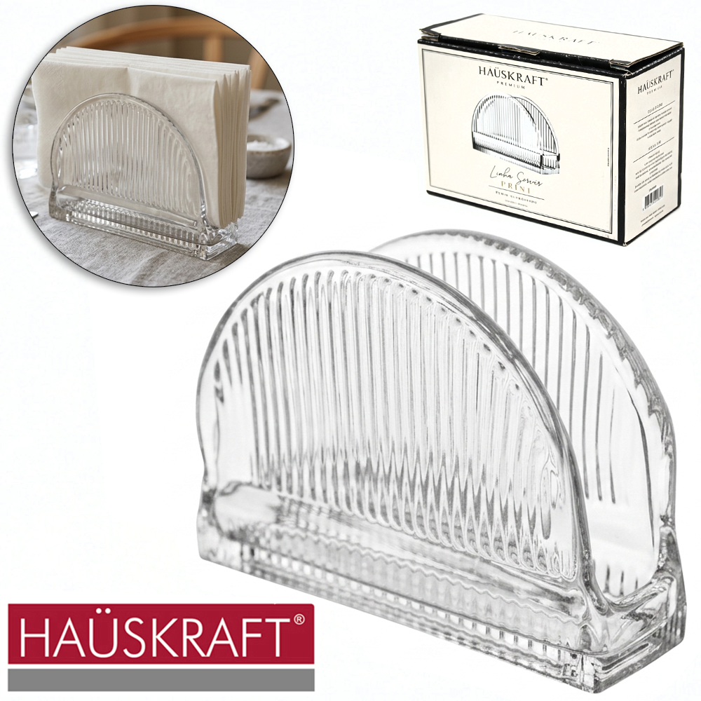 PORTA GUARDANAPO DE VIDRO LINHA SERVIR PRINT HAUSKRAFT PREMIUM 13X8,5X4CM